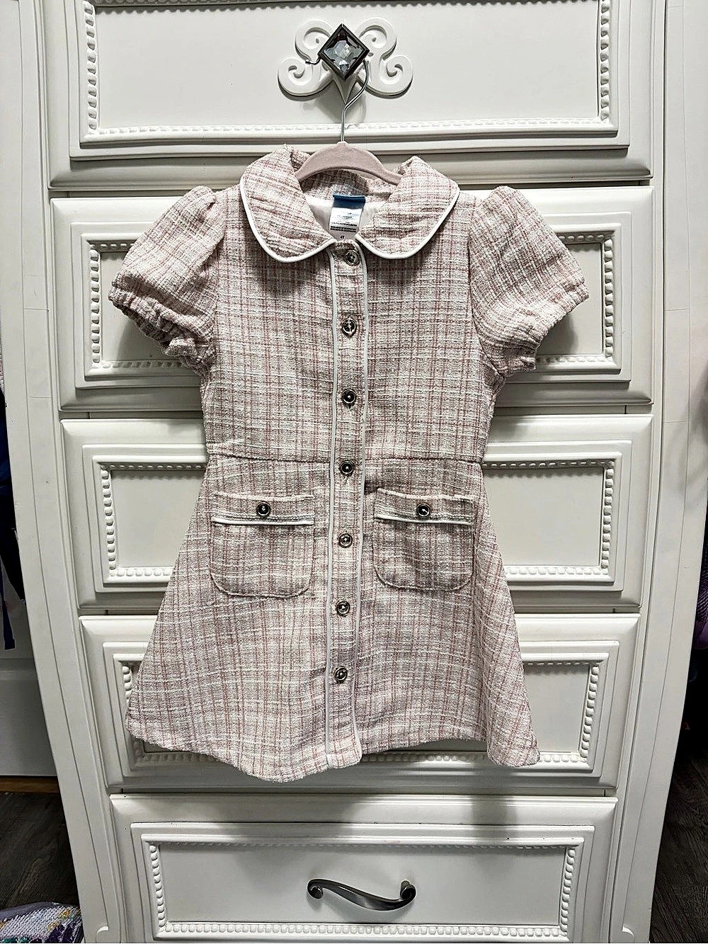 Draper James tweed pink and white Plaid Dress  4T